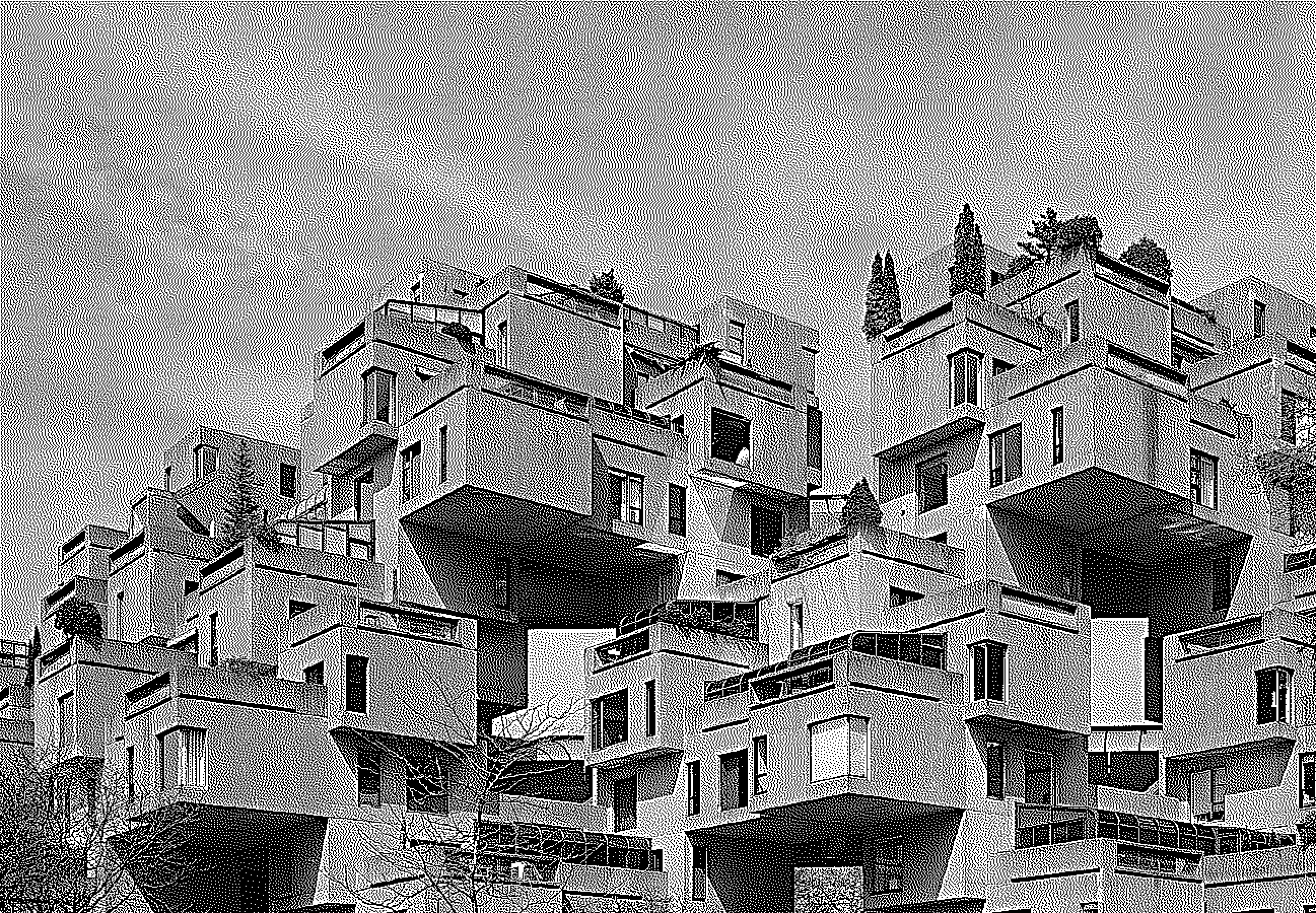 Photo of Habitat 67, a brutalist-style complex in Montreal.